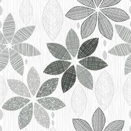 Monochrome seamless pattern of abstract flowers N15