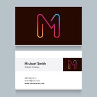 Logo alphabet letter &quot;M&quot; with business card template