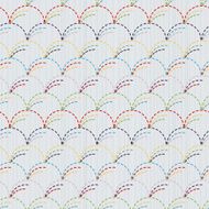 Traditional Japanese Embroidery Ornament with circles Sashiko Vector seamless pattern N3