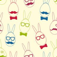 stylized funny hipster bunny seamless pattern N2