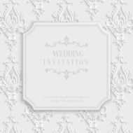 Vector 3d Vintage Invitation Card with Floral Damask Pattern N3