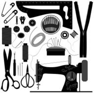 Sewing Tailor Retro Black
