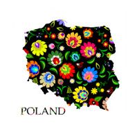 Poland shape filled with colorful traditional Polish folk pattern vector