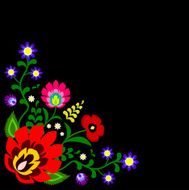 Polish slavic traditional folk corner floral decoration vector
