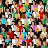 seamless pattern with a large group of well- dresses ladies N2