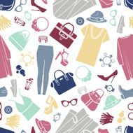 Fashion shopping icons seamless vector background
