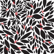 Black and white seamless pattern with leaves