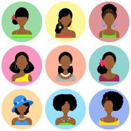Set of Flat Icons with African Women N2