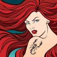 Girl with red hair and a scorpion tattoo