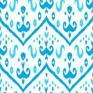 Ikat seamless pattern in blue and white vector