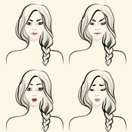 Woman facial emotions set