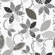 Monochrome seamless pattern of abstract flowers N16
