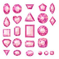 Set of realistic pink jewels Colorful gemstones