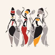 African dancers silhouette set N14