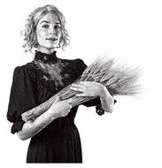 Vintage Woman Holding Wheat Bundle