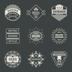 Retro design insignias logotypes set 9 Vector vintage elements