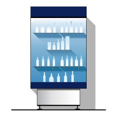 Vector glass showcase with bottles