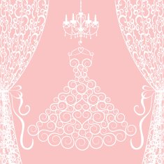 dress curtains and chandelier
