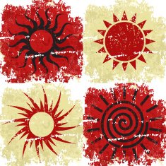Set of different grunge sun backgound Vector