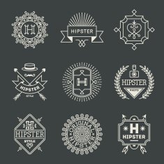Retro design hipster insignias logotypes set 1