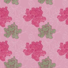 Red peony on pink background (Seamless pattern kimono style)