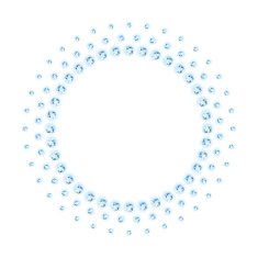 Round frame of shiny diamonds Blue jewels