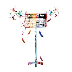Colorful music stand with hummingbirds