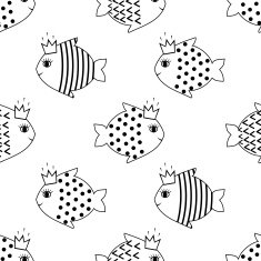Seamless pattern with smiling fish N2