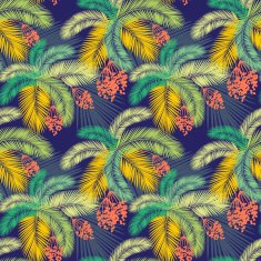 Vector illustration Seamless color palm leaves and fruit pattern N6