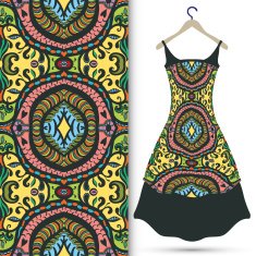 Fashion seamless geometric pattern women's dress on a hanger N21