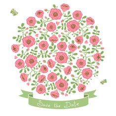 Save The Date Invitation with Floral Bouquet