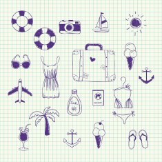 Hand drawn vector collection on a theme travel