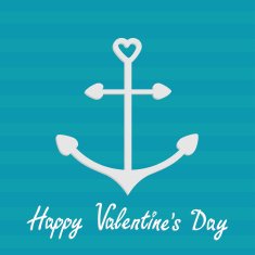 Anchor with shapes of heart Striped background Happy Valentine