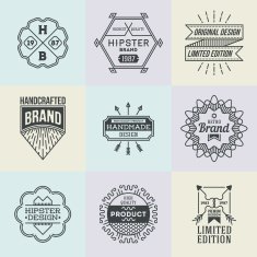 Assorted retro design insignias logotypes set 6 Vector vintage elements