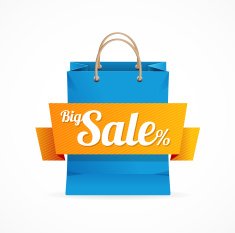 Shopping bag with SALE on ribbon Vector N2