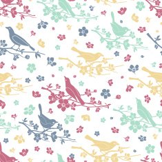 Birds and twigs seamless pattern