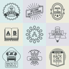 Assorted retro design insignias back to school logotypes set N2 free ...