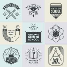 Assorted retro design insignias logotypes school and science set
