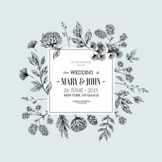 Hand drawn floral wedding invitaion Floral template Vector illustration N4