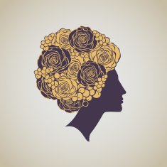 Luxury beautiful woman's profile with floral hair dress Beauty