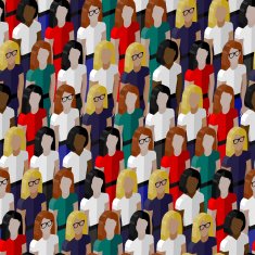 seamless pattern with a large group of well- dresses ladies