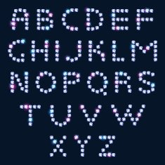 Diamond letters alphabet on dark background Shiny jewels ABC