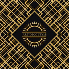 Art Deco vintage decorative frame Retro card design vector template N6