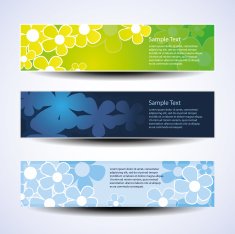 Vector Set of Three Banner Designs With Flowers N2