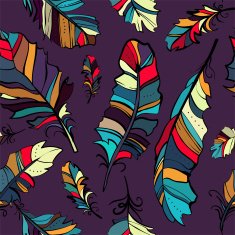 seamless pattern of colored feathers N6