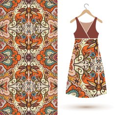 Fashion seamless geometric pattern women's dress on a hanger N22