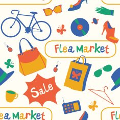 Summer flea market seamless pattern