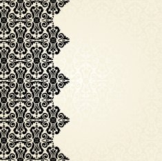 Ecru & black vintage wallpaper design