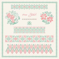 Cross stitch Embroidered frame in folk style N5