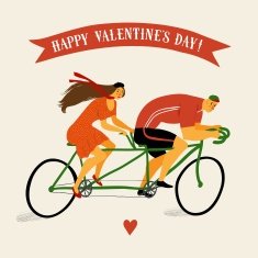 Tandem cyclists vintage illustration N2